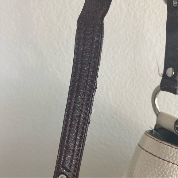 Coach Cream Leather Metal Ring Shoulder Flap Bag - Picture 11 of 14